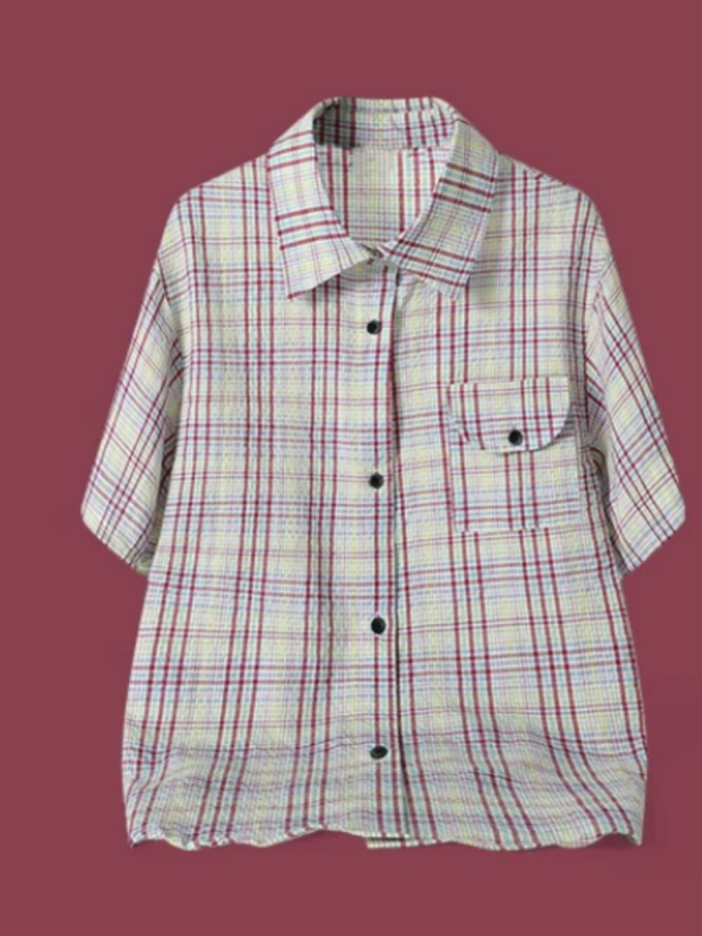 White Plaid Short Sleeve Shirt